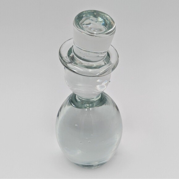 Vintage Blenko Glass Snowman 6.25" Crystal Clear Figurine Paperweight 711A 76A - Picture 7 of 13